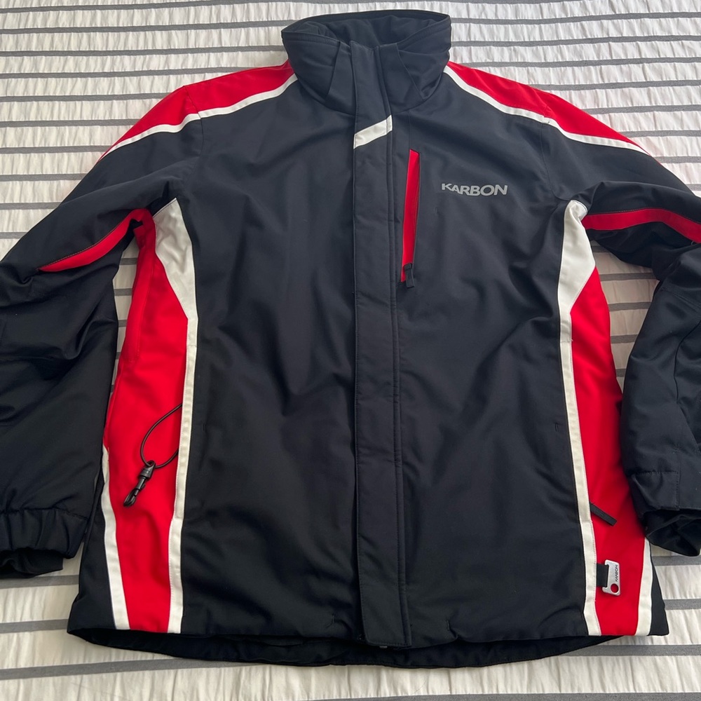 Mens Karbon Ski jacket. Size Medium Black with Red/white trim